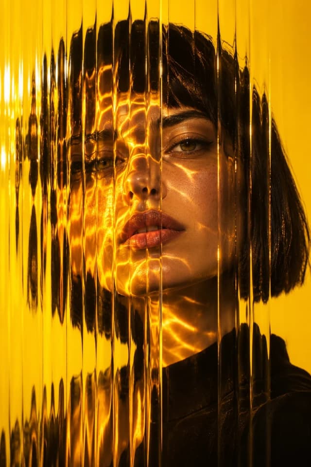 Amber Ribbed Glass