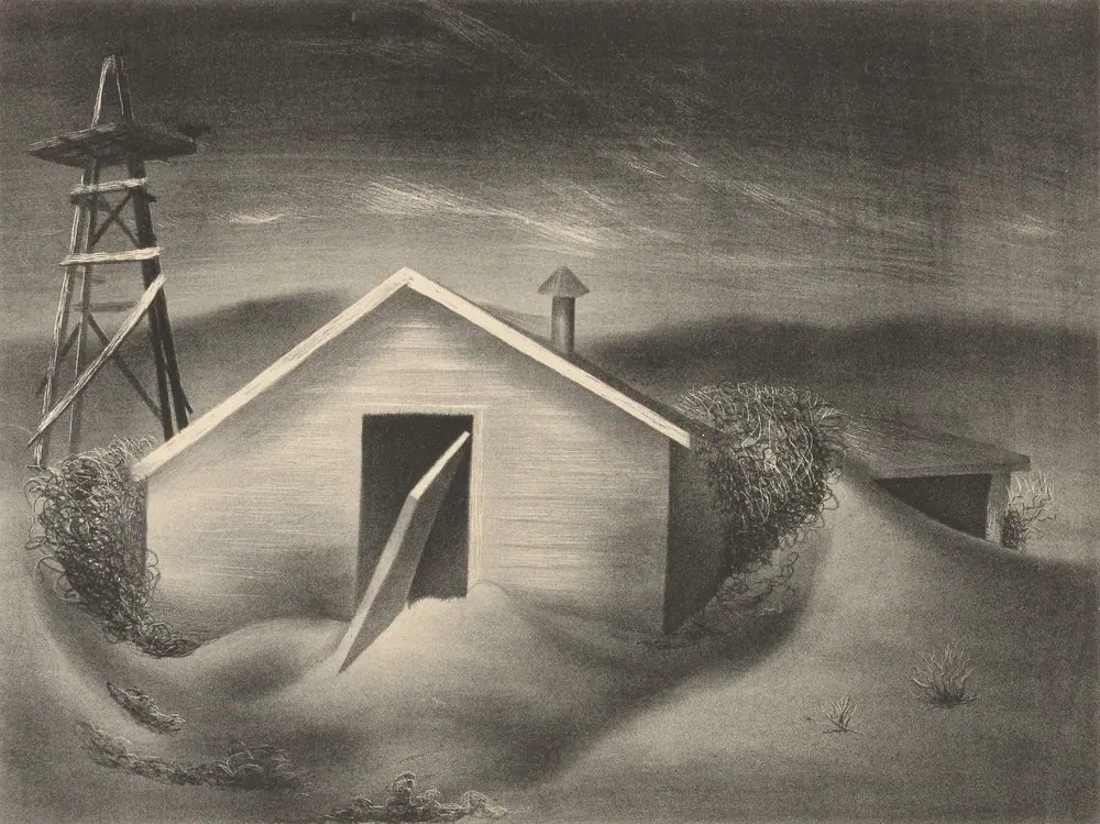 (Untitled) (Landscape with Shack after Windstorm) — (Untitled) (Landscape with Shack after Windstorm)
