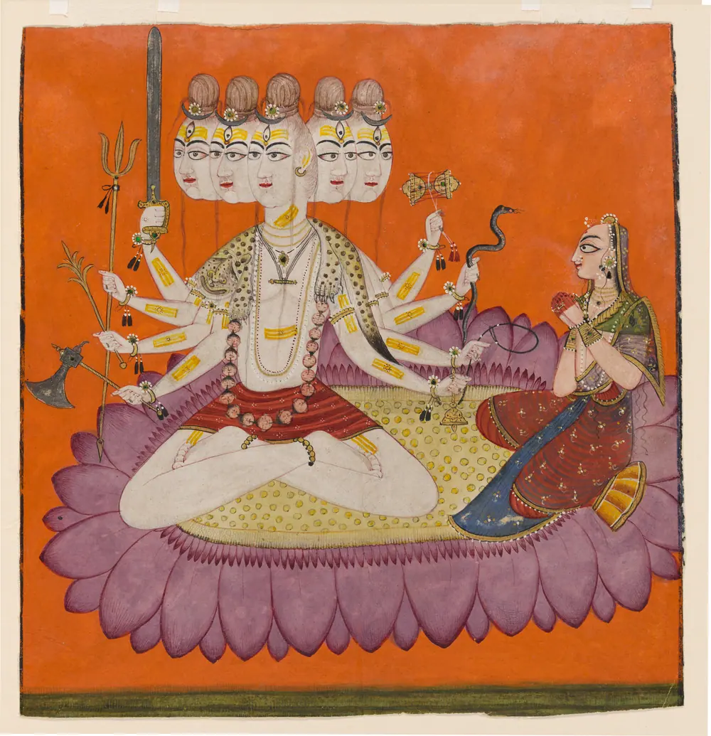 Sadashiva worshipped by Parvati — Devidasa