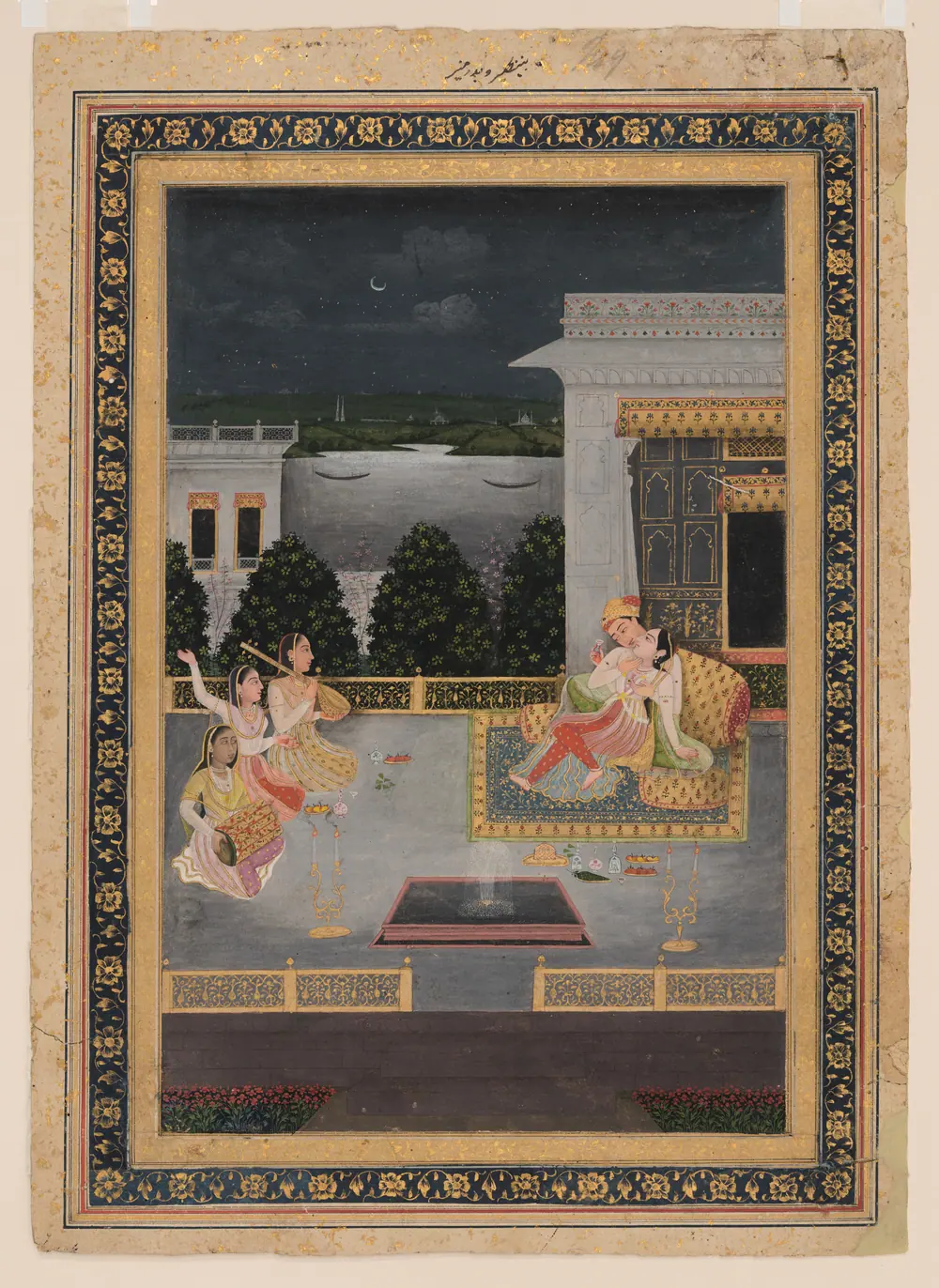 Lovers on a terrace with three musicians — Lovers on a terrace with three musicians